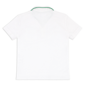 Boys White French Terry Polo With Bermuda Green Trim