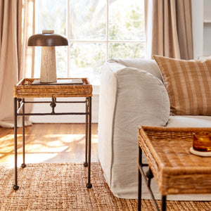 lacoste wicker side table in living room