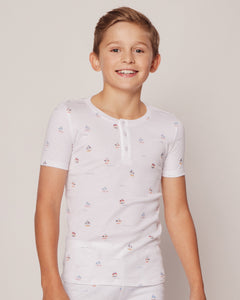 Kid’s Pima Snug Fit Pajama Short Set in Bateau