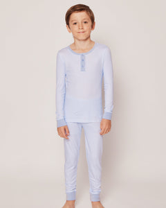 Kid’s Pima Snug Fit Pajama Set in Blue Stripes