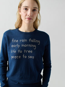 fine rain falling Crewneck RTW LINGUA FRANCA NYC Navy 3X