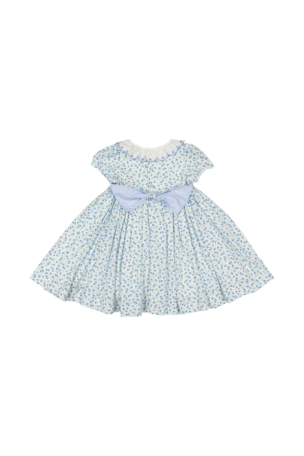 Isadora Floral Blue Short Puff Empire Dress