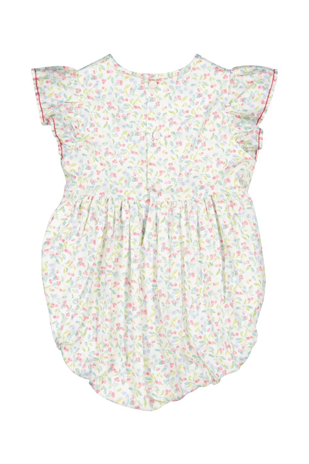 Alizee Cherry Ruffled Sleeve Bubble Romper