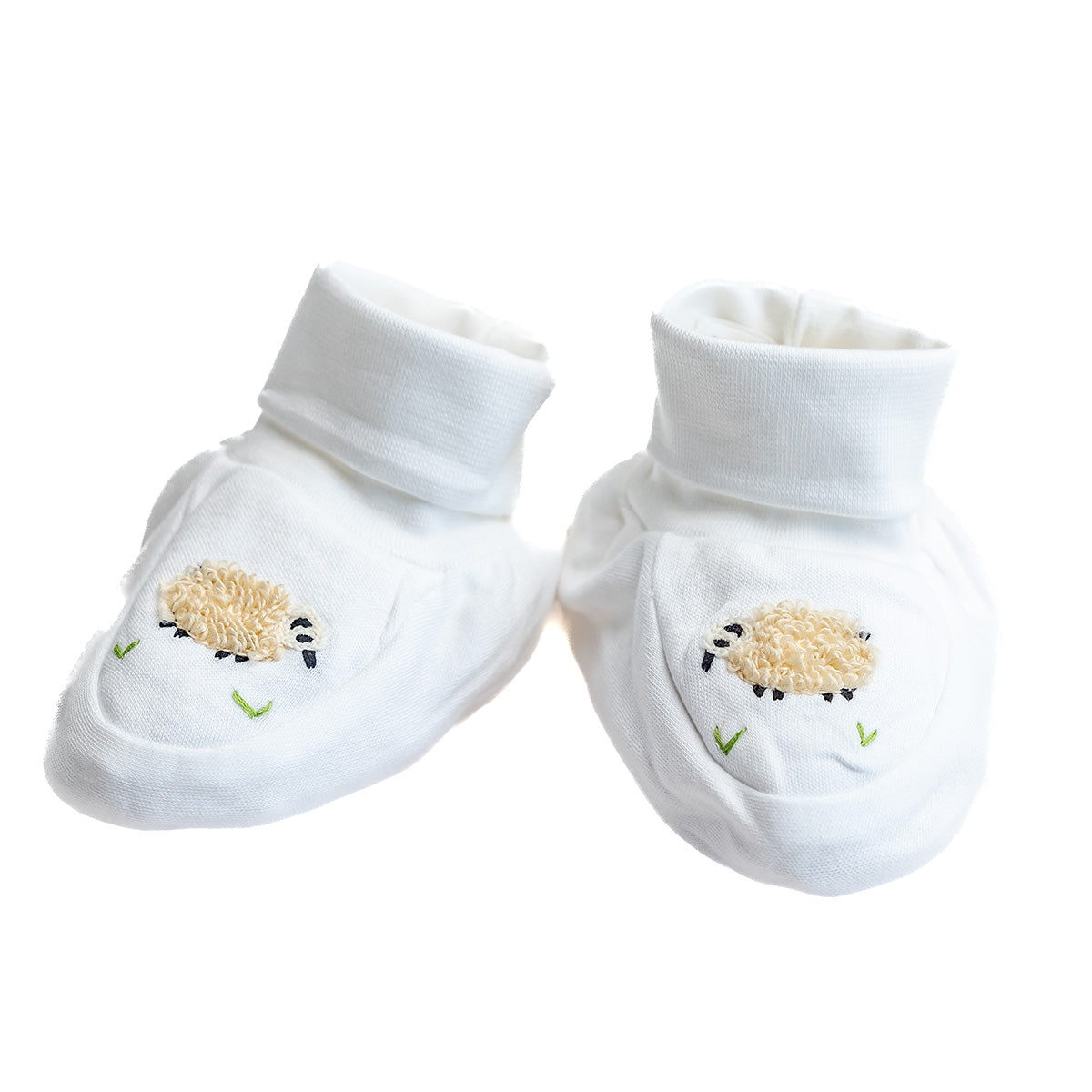 Baby Booties in Combed Cotton Embroidered