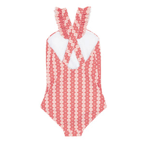 Girls Regatta Red Paisley V-Neck Crossover One Piece