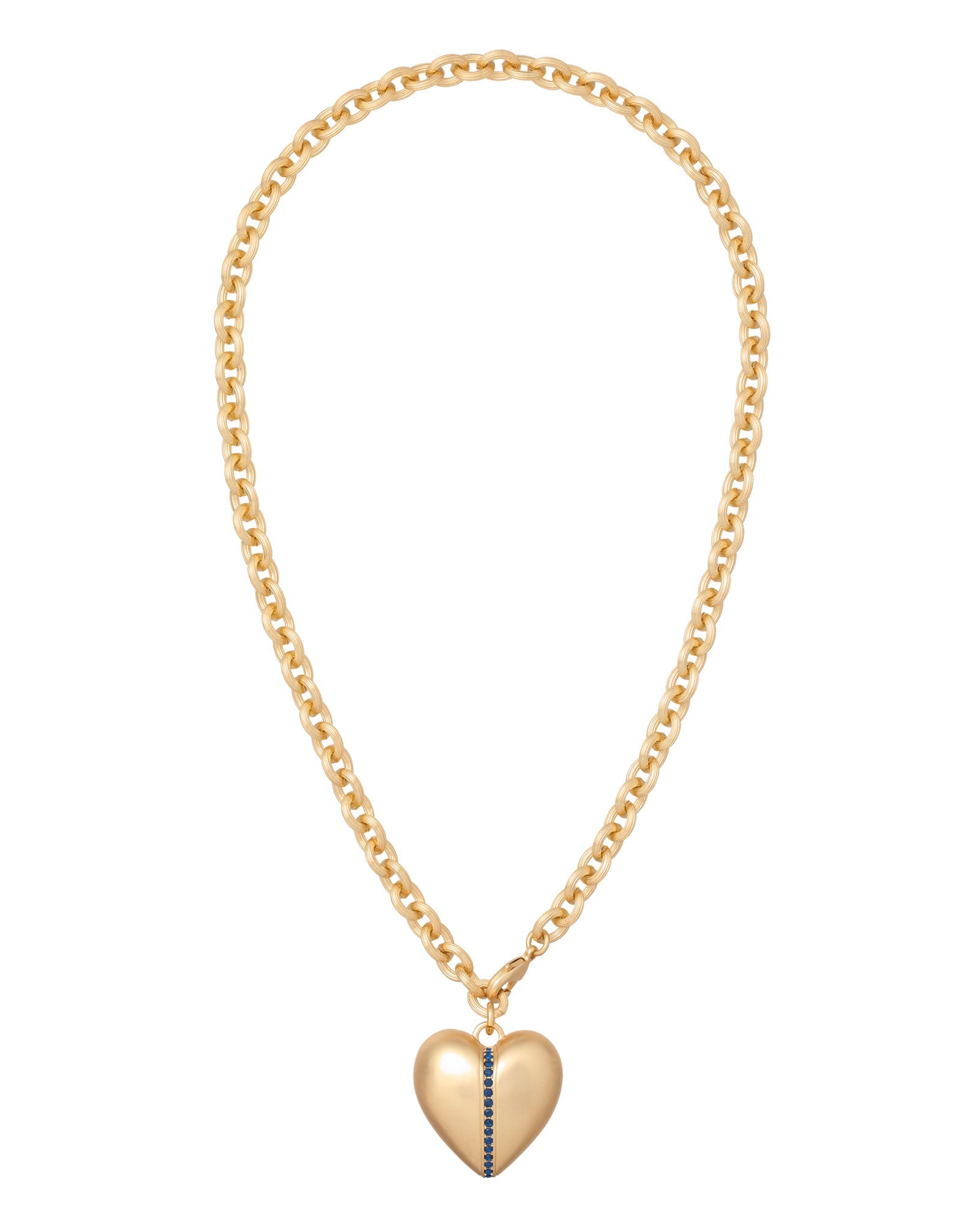 The Sapphire Stripe Puffy Heart Pendant