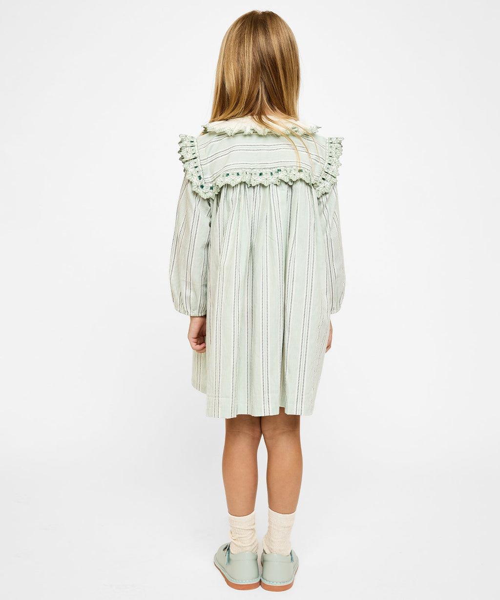 Sara Dress in Sage Chevron Stripe