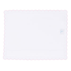 Little English baby pillow case with scallop edge trimmed in light pink embroidery, nursery goods for baby