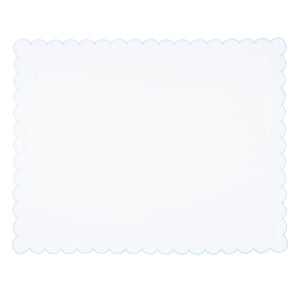 Little English baby pillow case with scallop edge trimmed in light blue embroidery, nursery goods for baby