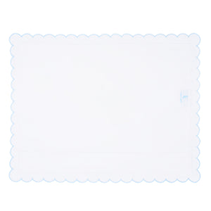 Little English baby pillow case with scallop edge trimmed in light blue embroidery, nursery goods for baby