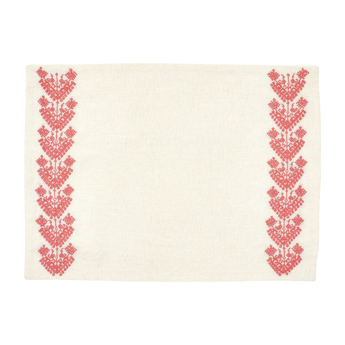 Schemata Embroidered Linen Placemat in Pink