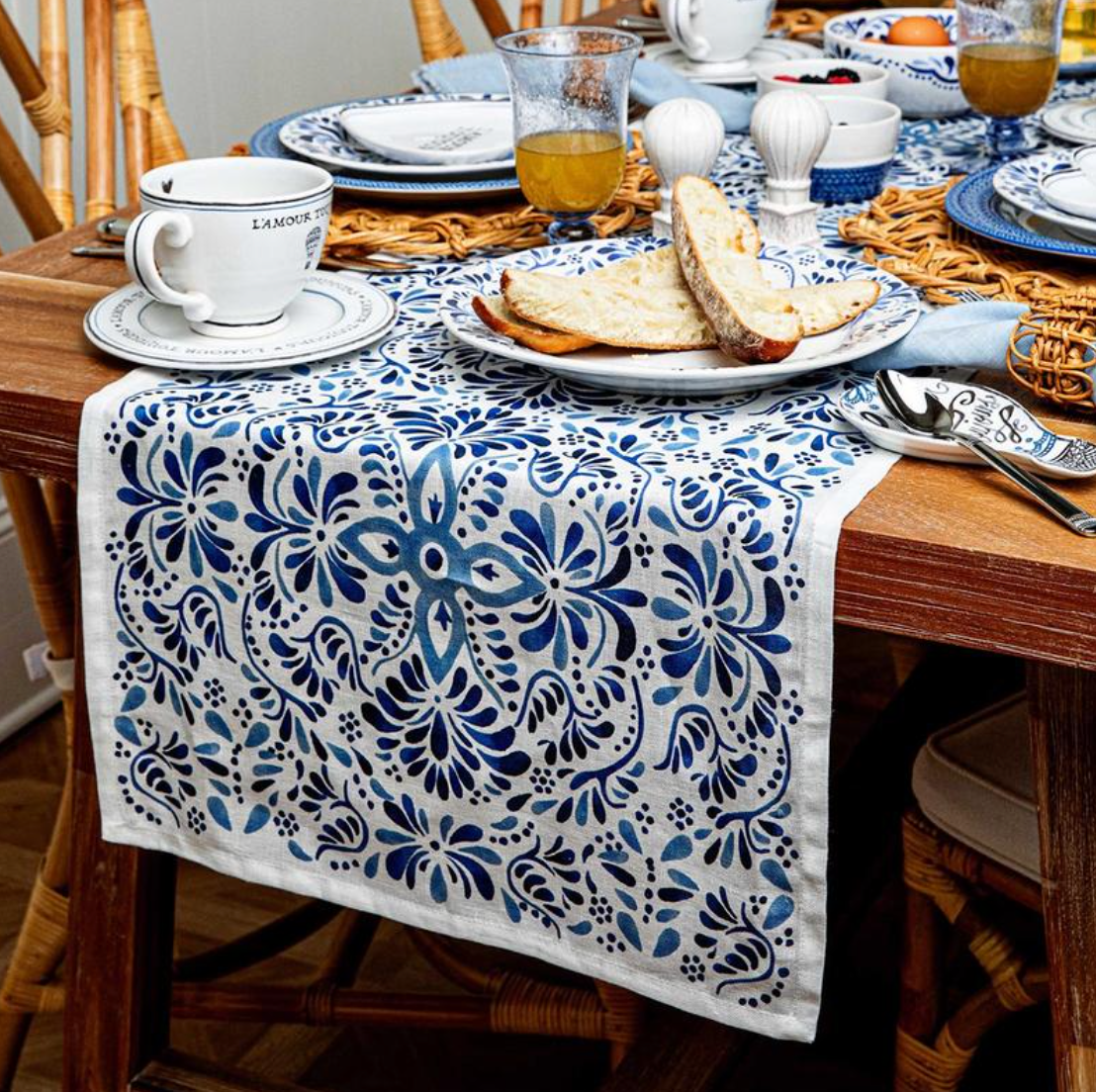 Iberian 18" x 90" Table Runner in Indigo