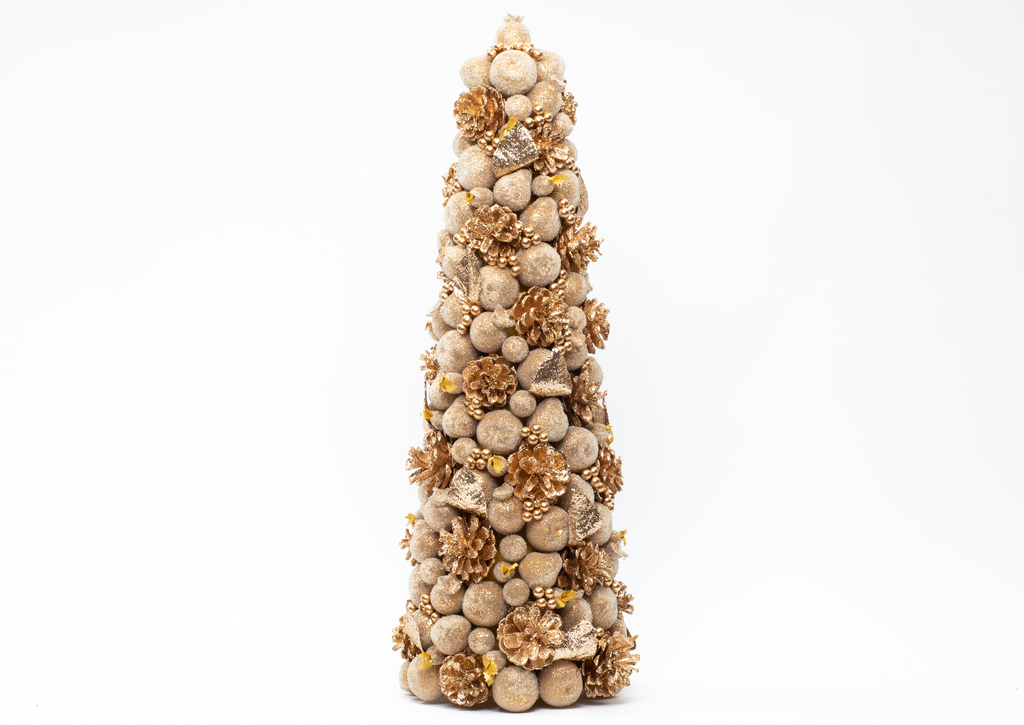 24" Ivory & Gold Beaded Fruit Tree