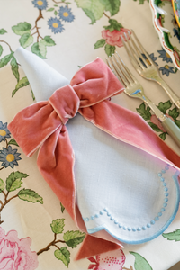 Blue Dotted White Linen Napkin and Placemat, Set of  2