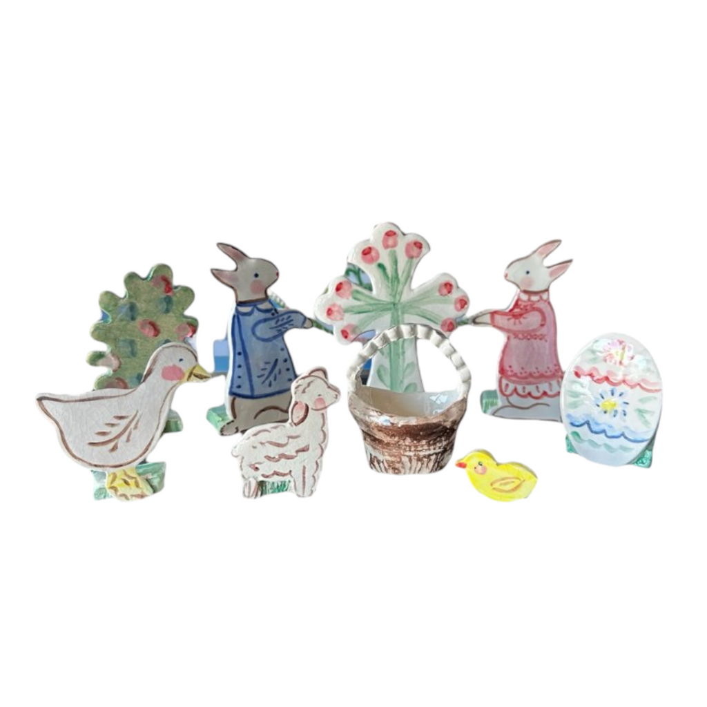 Easter Vignette - 9 pieces - Premium Ceramic Figures from Tricia Lowenfield Design 