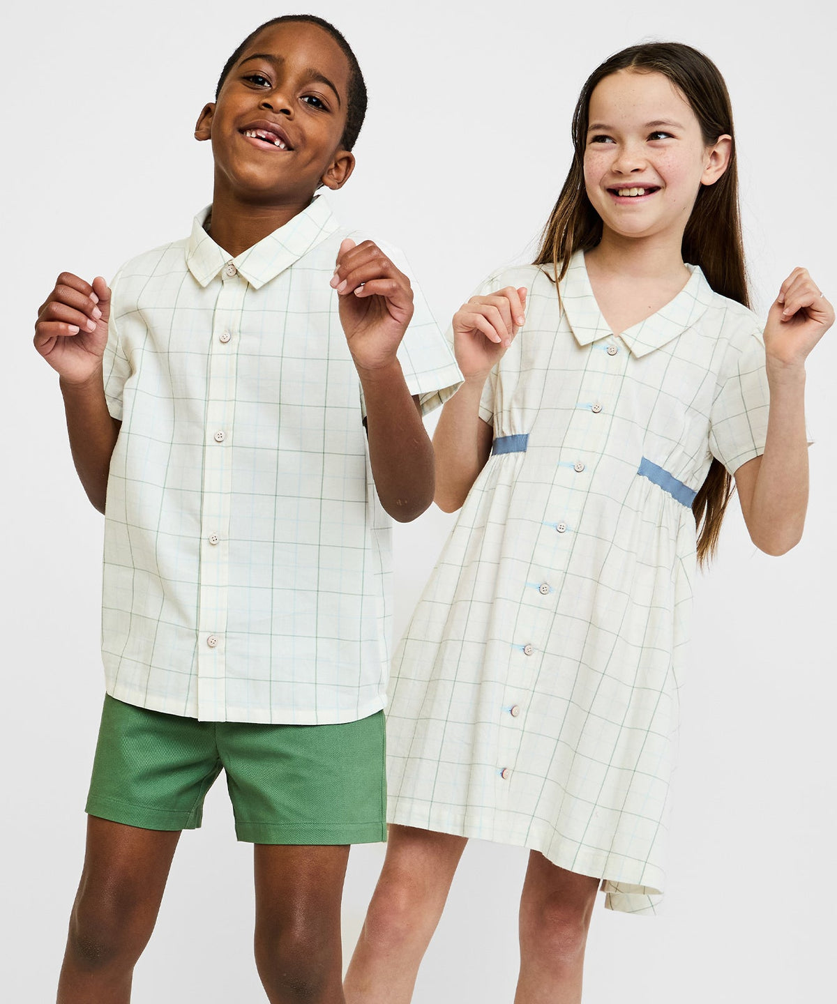 Shirt Dress in Seafoam Plaid