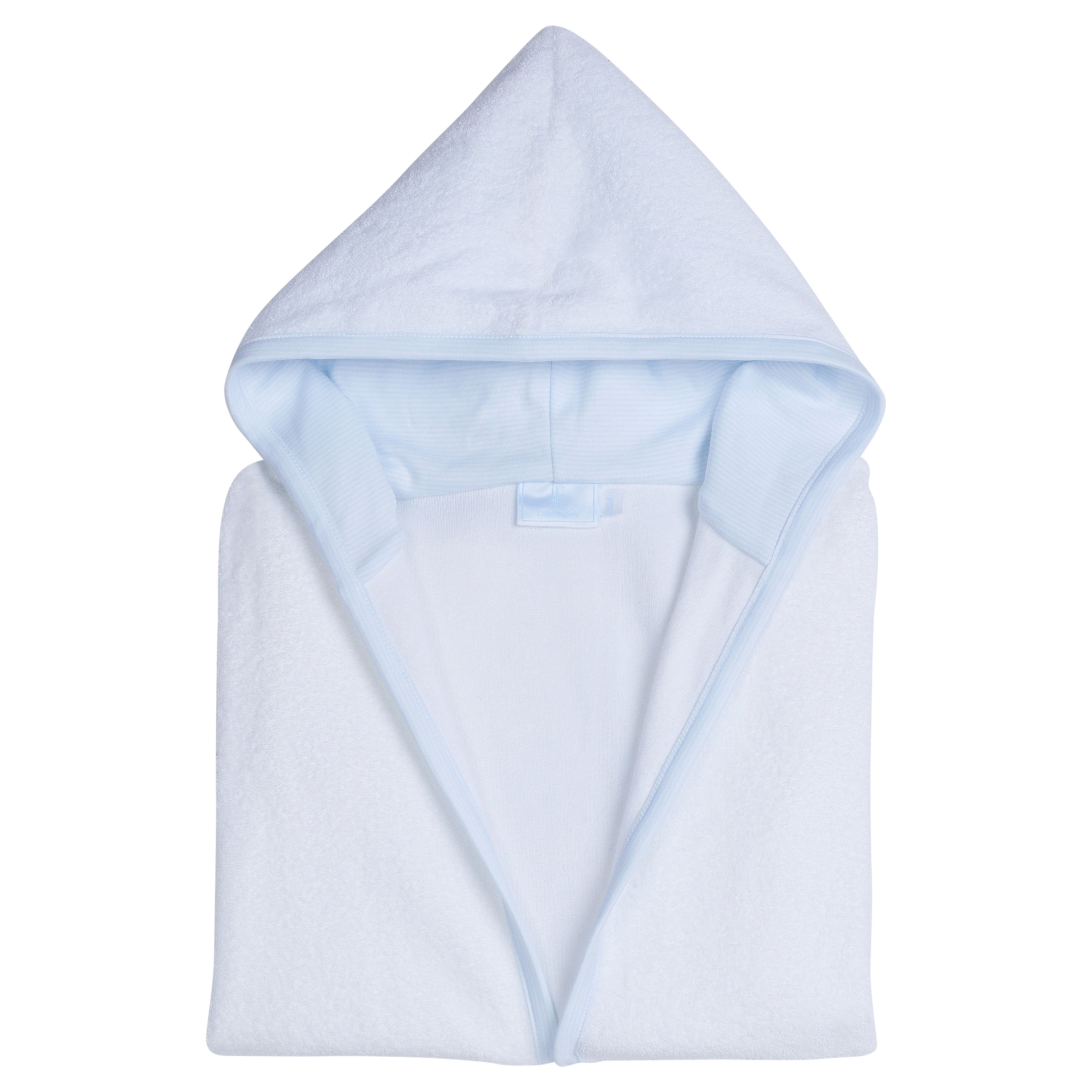 Little English traditional children's clothing.  White bath robe with blue trim for boys.  Gift clothing for boys