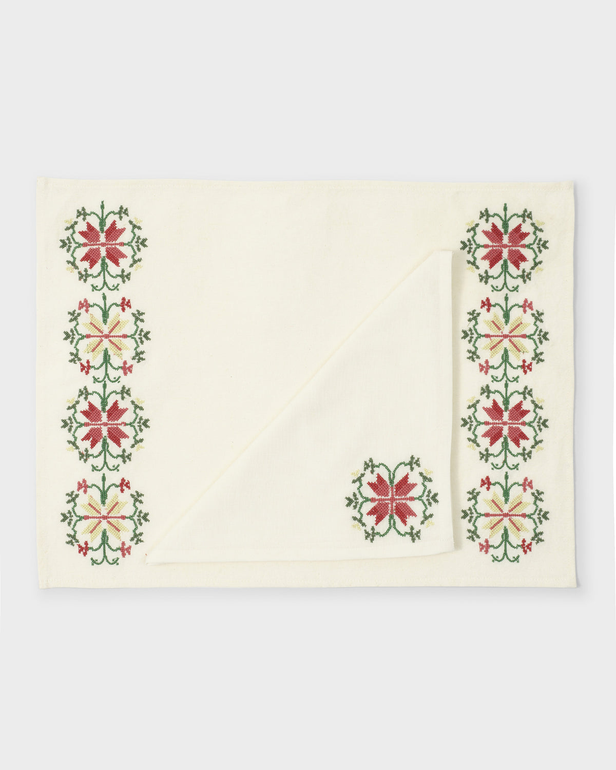 Rohida Embroidered Napkins, Red and White, Set of 2