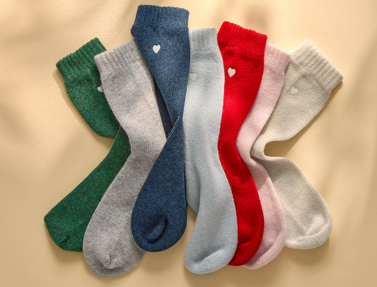 Sleeping Socks Heart in Sterling