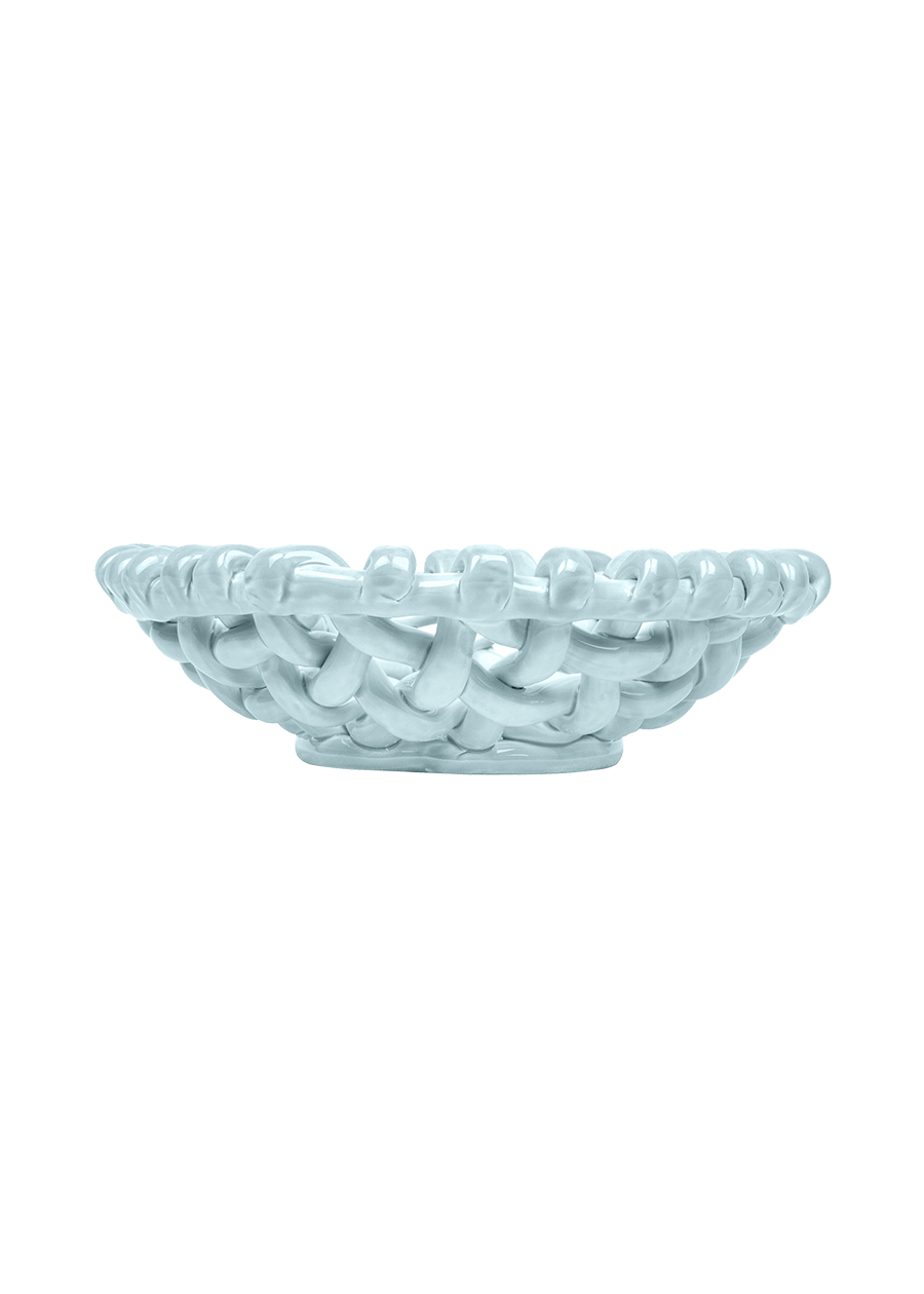 Sky Blue Basketweave Bowl