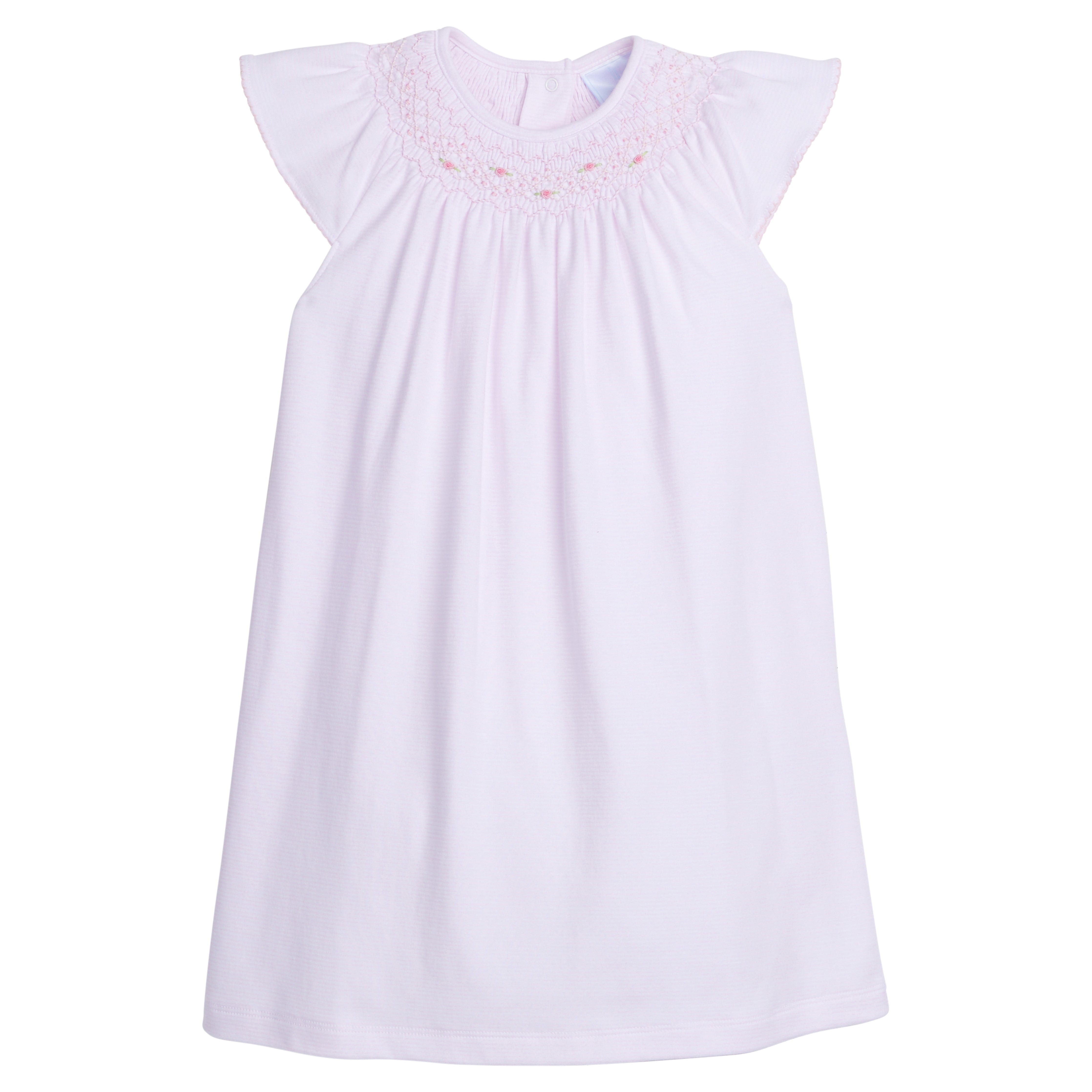 Little English traditional children's clothing.  Pink knit dress with smocked collar for little girls for Spring
