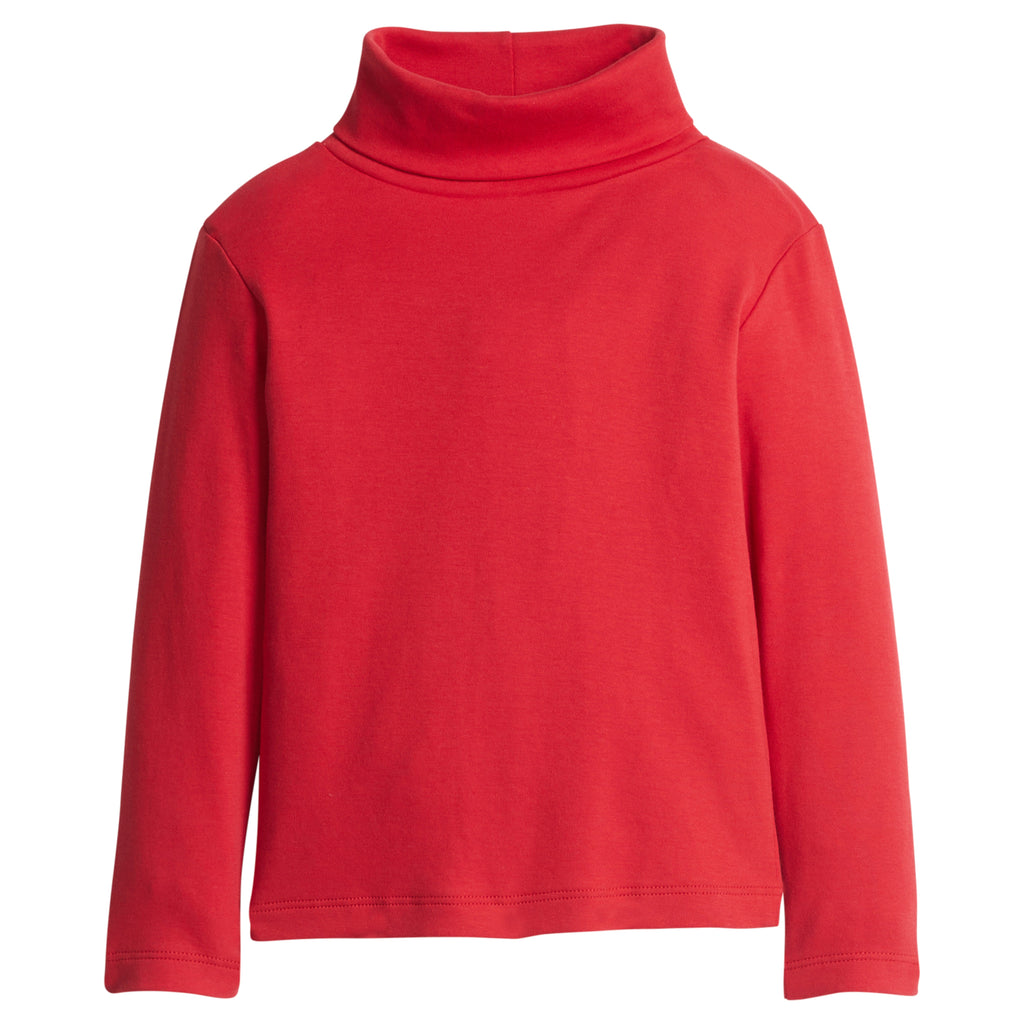 little english classic children's clothing, unisex red solid turtle neck 
