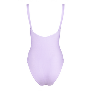 Women’s Lavender Stripe Low Back One Piece