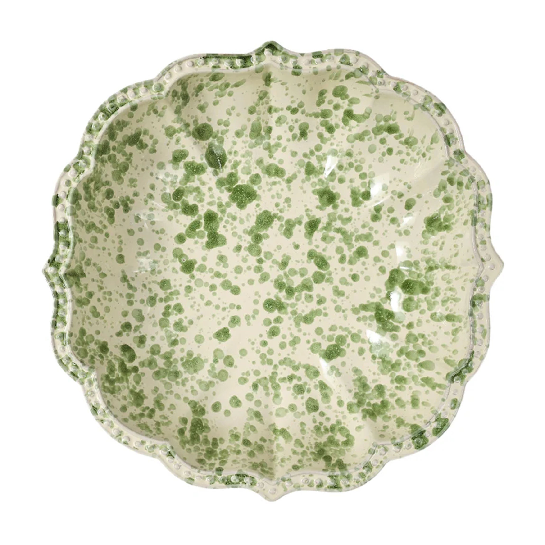 Speckled Serving Bowl, Green and White
