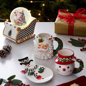 Christmas Tree Black & White Snowman Toby Mug
