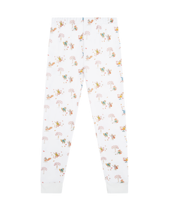 Squirrel Print Henley Pajamas in White