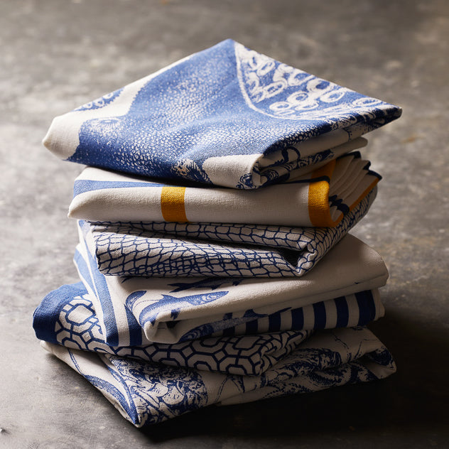 Plaid Dinner Napkins in Blue & Yellow, Set of 4