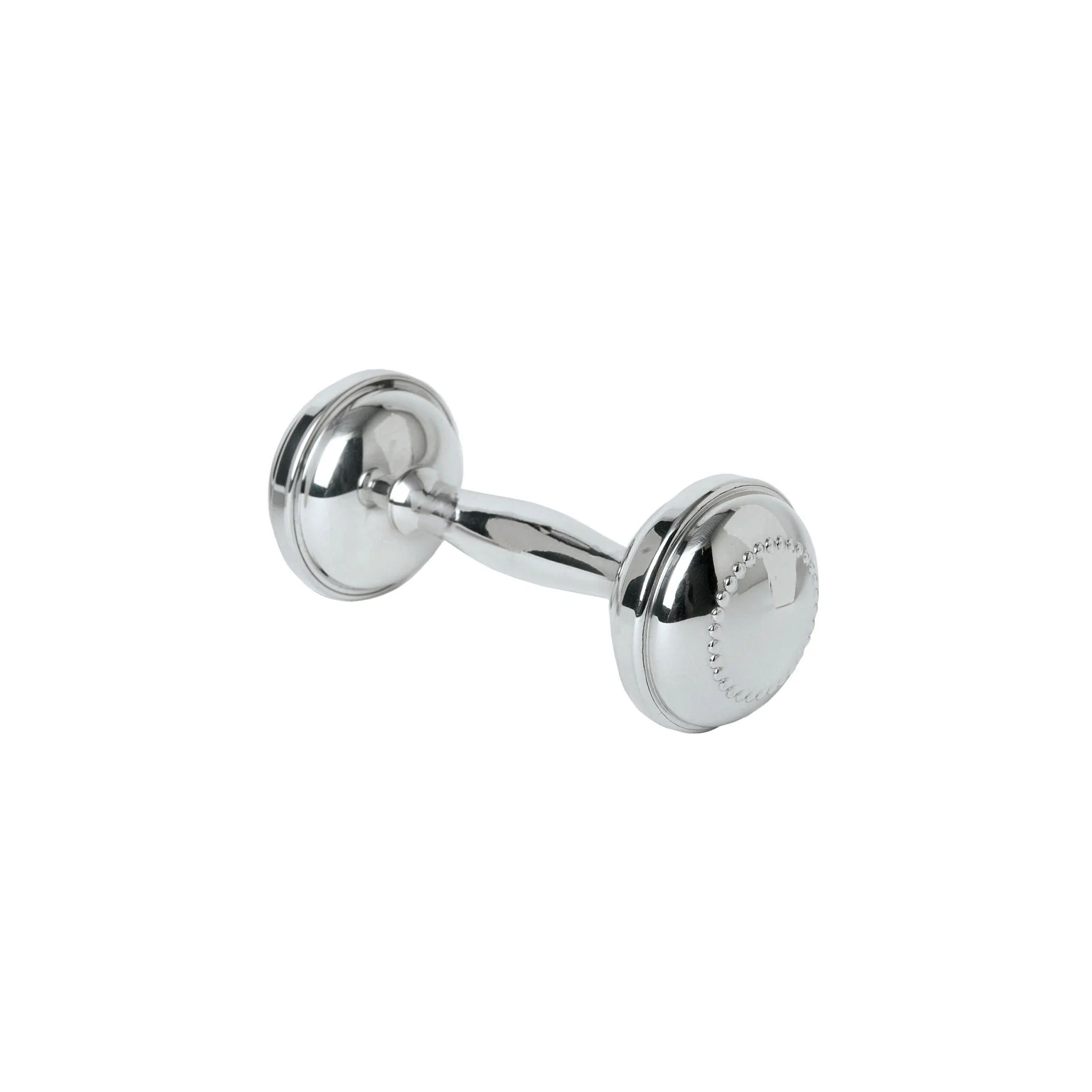 Sterling Silver Beaded Dumbbell Rattle