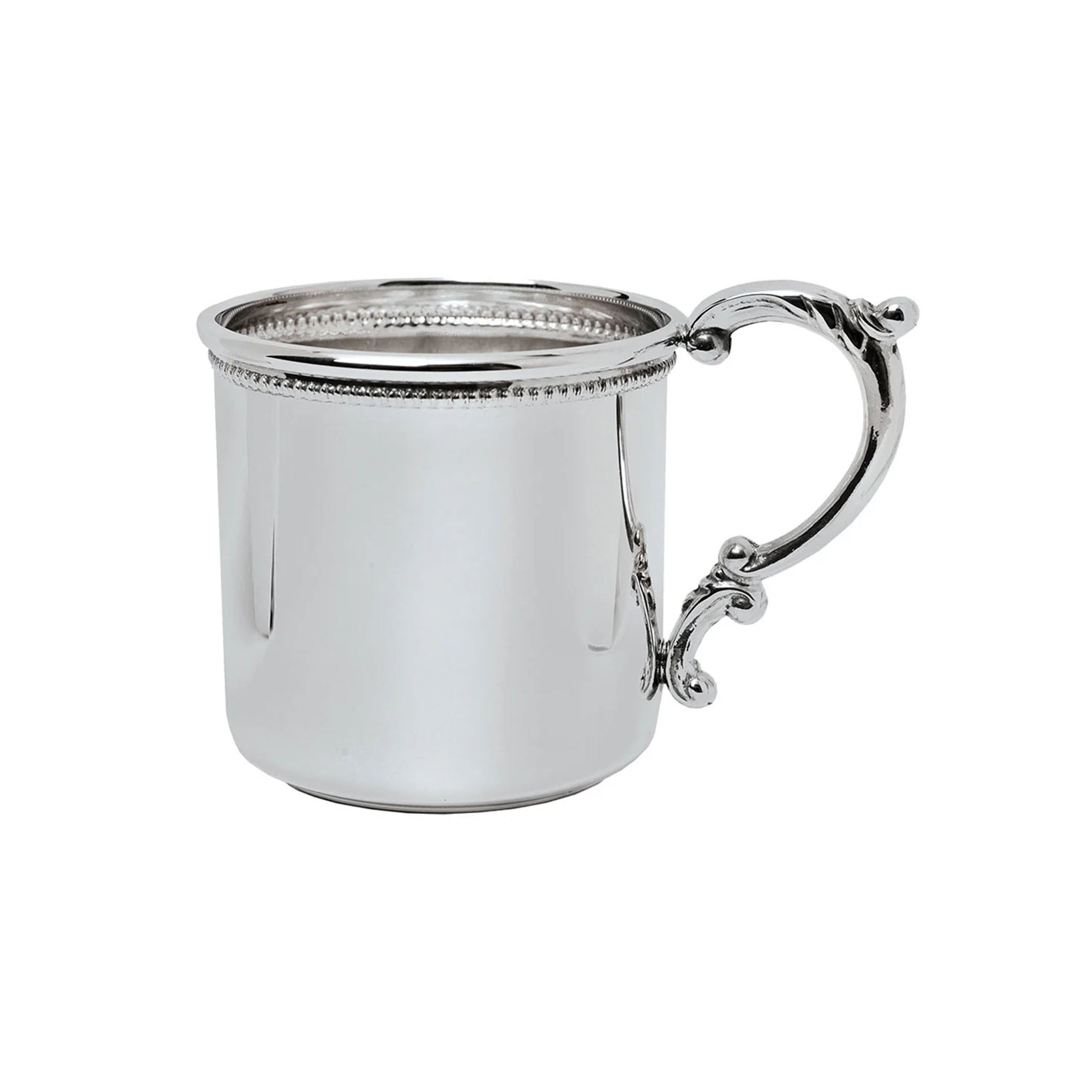 Sterling Silver Beaded Scroll Handle Baby Cup