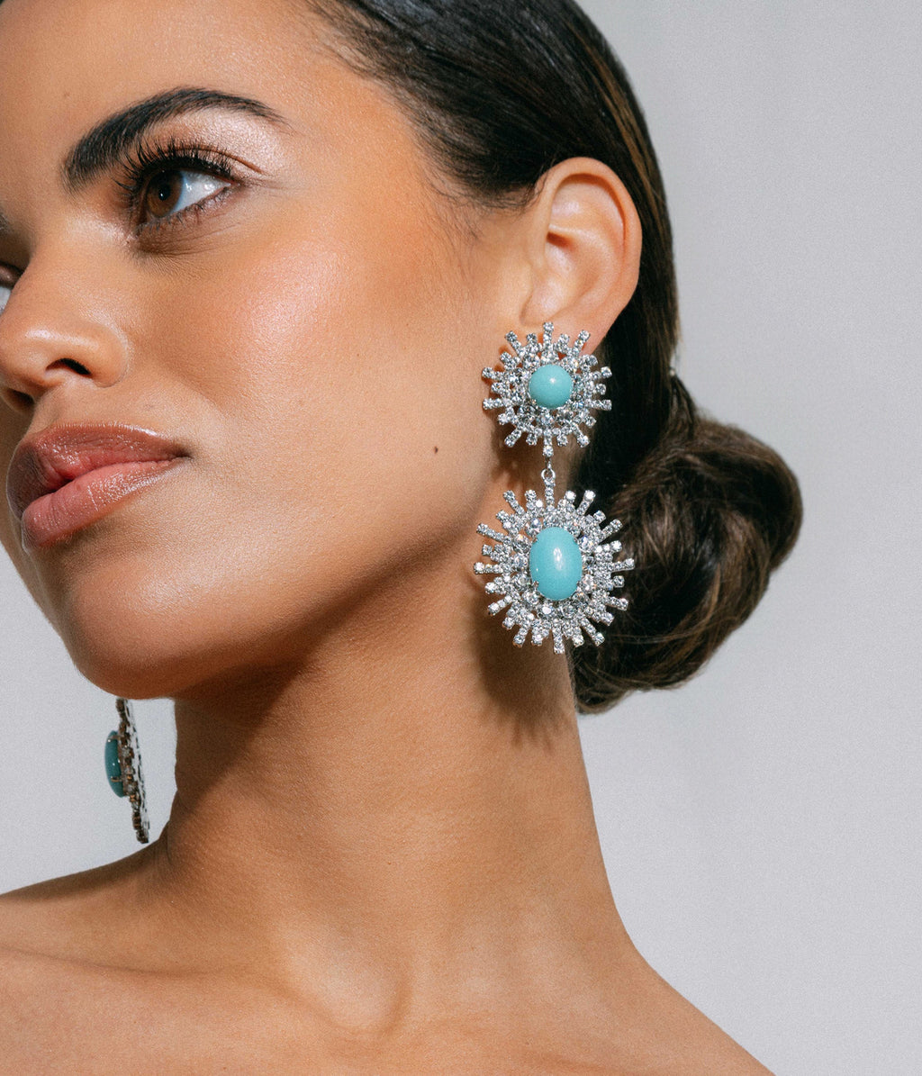 Stevie Statement Earrings in Turquoise - Loren Hope