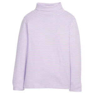 little english classic chidlrens clothing, lavender and white striped turtleneck for girls