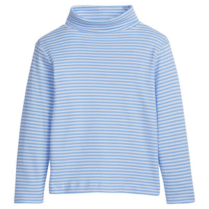 little english classic childrens clothing, light blue and white striped turtleneck for boys and girls