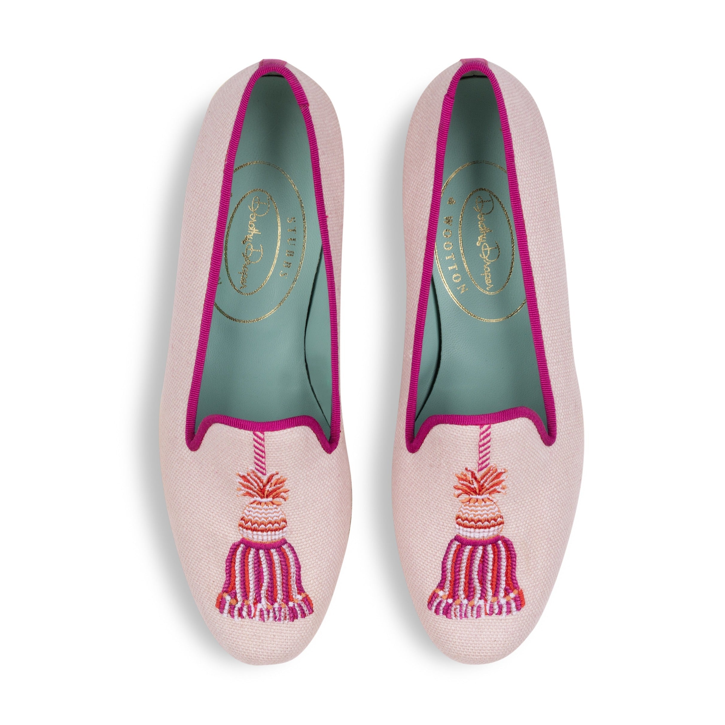 Tassel Blush Linen Slippper