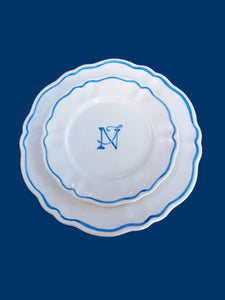 Personalized Monogram Scalloped Plate, Set of 6