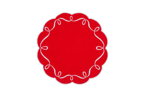 Sylvie Placemat & Napkin Set in Red & White