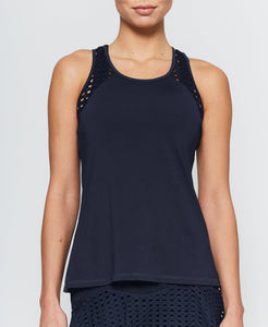 Pointelle Trim Tank Short in Navy