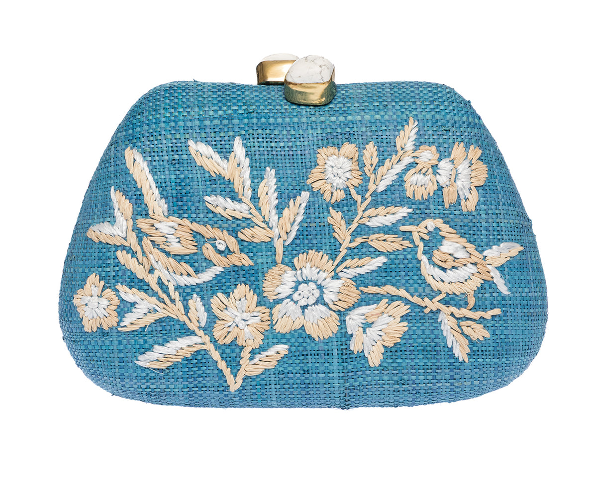 Tamu Clutch in Blue/White