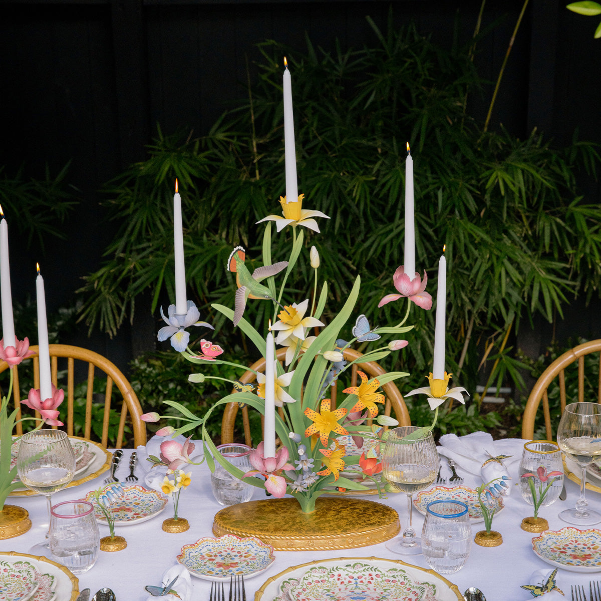 Meadow Walk 25" Bouquet Centerpiece Candelabra in Multi