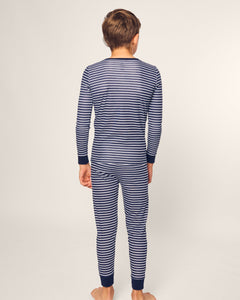 Kid’s Pima Snug Fit Pajama Set in Navy Stripe
