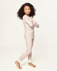 Kid’s Pima Snug Fit Pajama Set in Camel Stripe