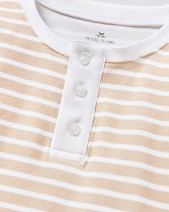 Kid’s Pima Snug Fit Pajama Set in Camel Stripe