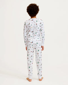 Kid’s Pima Snug Fit Pajama Set in Holiday Town