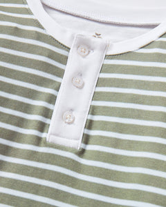 Kid’s Pima Snug Fit Pajama Set in Sage Stripe