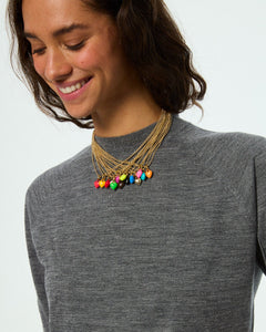 The Itsy Bitsy Puffy Heart Charm Necklace in Blue