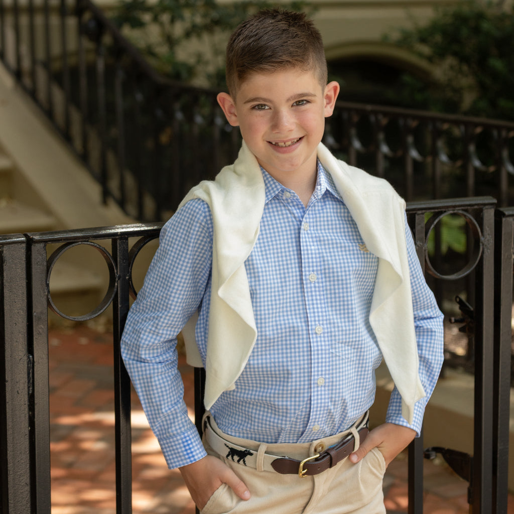 Henry Duvall boys ivory crewneck sweater, classic fall knitwear for school, holidays, and layering, cozy anti-pilling knit