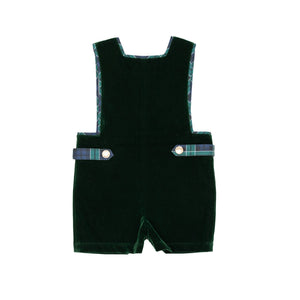 Henry Duvall boys Jon Jon in Grafton Green Velvet with Newbury Tartan trim and gold signature buttons, classic toddler holiday outfit